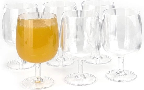 Set di bicchieri di plastica acrilica inaccettabile per vino e acqua da 12 oz, set da 6, stivellabile, trasparente