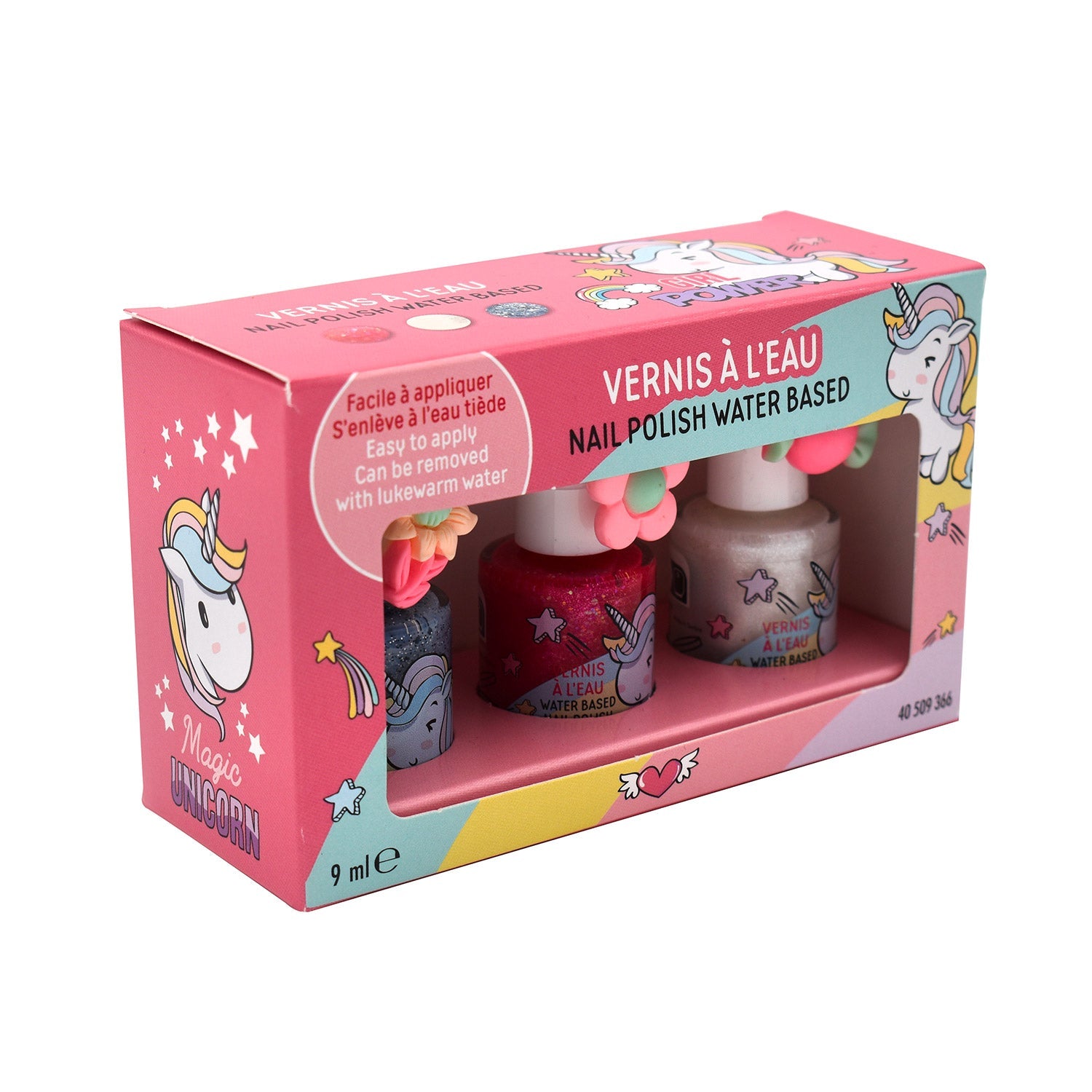 Box 3 Smalti Unicorno per Bambini a Base d’Acqua 9 ml Profumazione Rosa