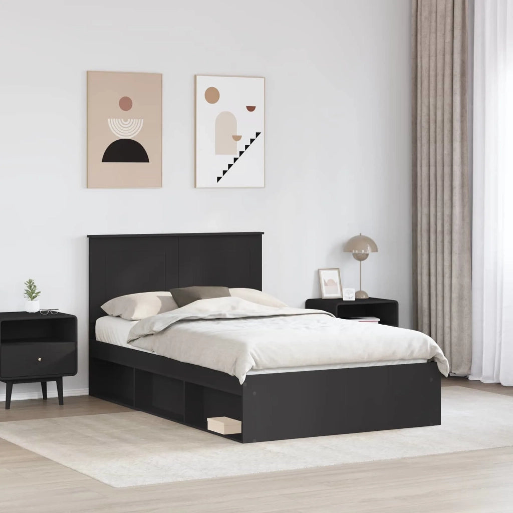 Struttura del letto Nero 135 x 190 cm Pino massello
