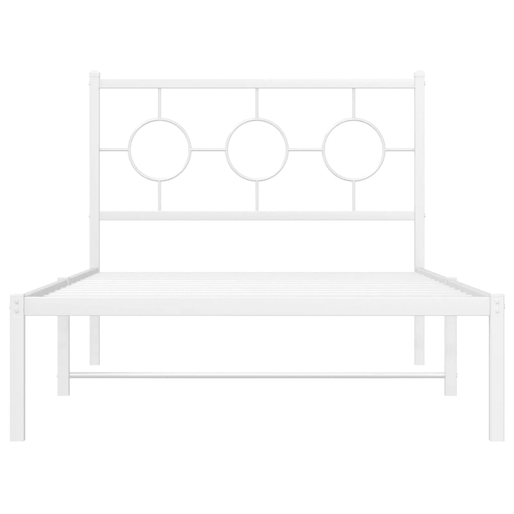 Giroletto con Testiera Metallo Bianco 100x190 cm 376269