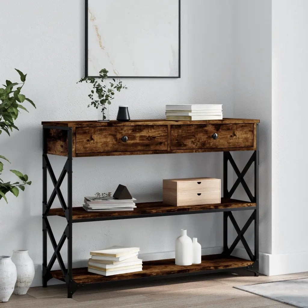 Tavolo Consolle | Tavolo d'Ingresso Rovere Fumo 100x28x75 cm in Legno Multistrato