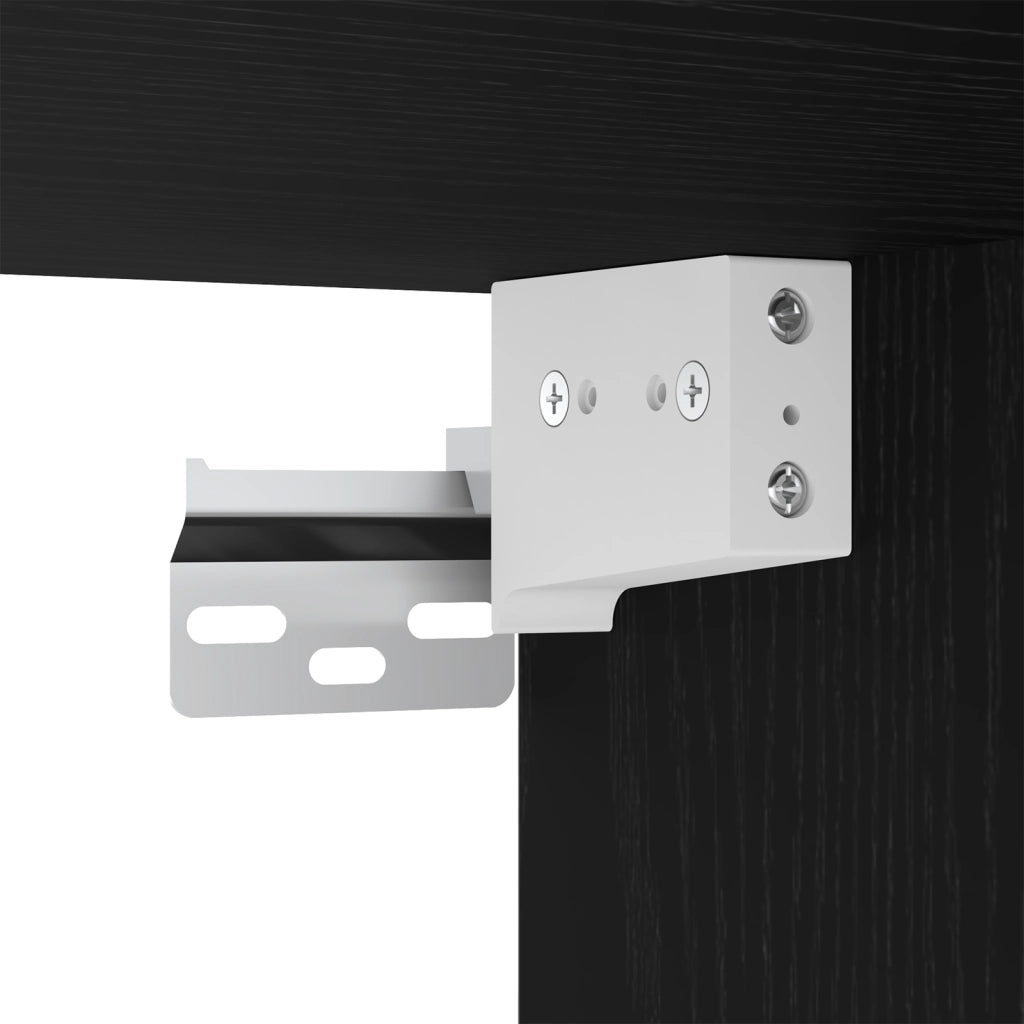 Set di mobili TV da 7 pezzi montato a parete in rovere nero in legno ingegnerizzato