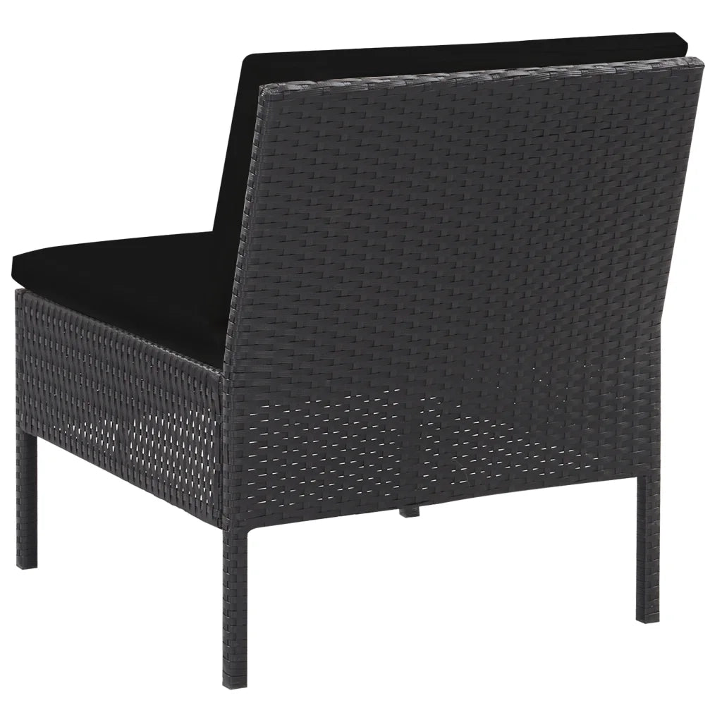 Set Divani da Giardino 5 pz con Cuscini in Polyrattan Nero cod mxl 35514