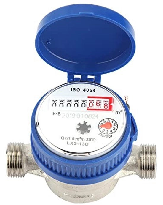 Contatore d'acqua digitale per 1,5 m³/h - Misura temperatura 0-40°C - Costruzione in rame premium