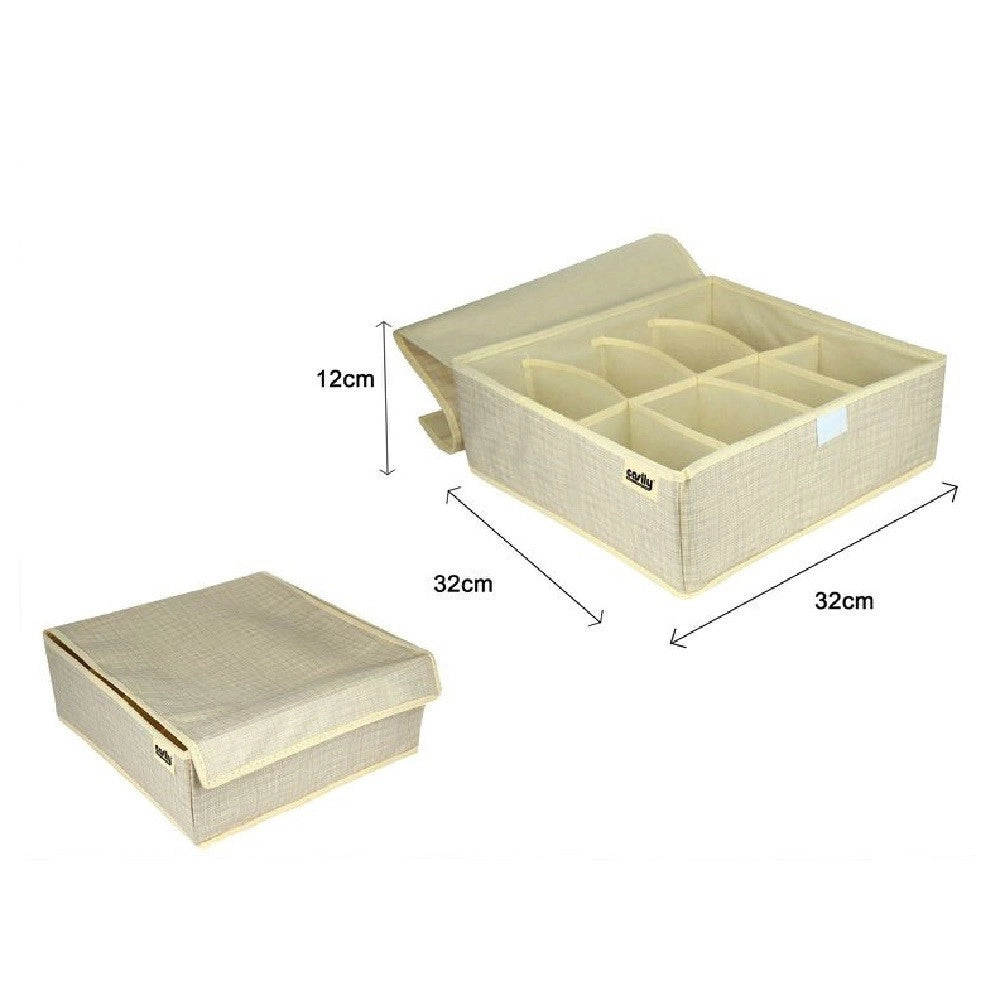 Trade Shop - Portaoggetti Tessuto Organizer Contenitore Biancheria 8 Posti 32x32x12 Cm 69717 -