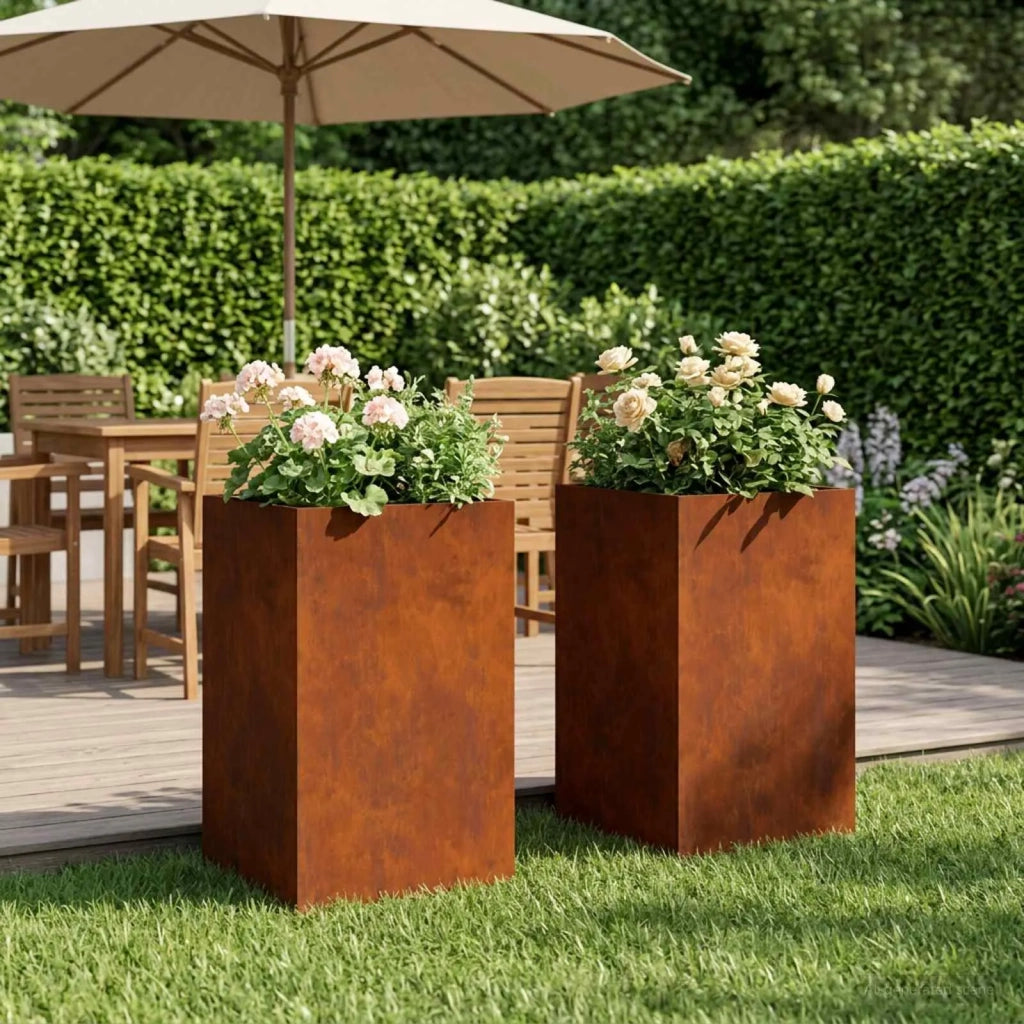 Vaso da giardino 2 pz Ruggine 40 x 40 x 50 cm Acciaio Corten 8005371