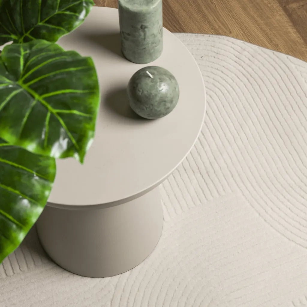 Tappeto IZA a Pelo Corto con Aspetto Scandinavo Crema Ã˜ 100 cm