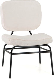 Sedia Relax Imbottita, Sedia da Lettura in Sherpa con Imbottitura in Spugna, Piedini Regolabili e Struttura in Metallo, Sedia Moderna per Soggiorno, Studio, Portata 150 kg (Beige)