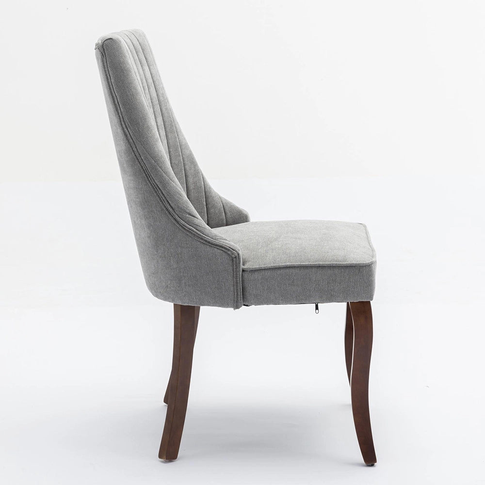 Set 2 sedie Channel - Xylo - tessuto floqué grigio gambe legno curvate