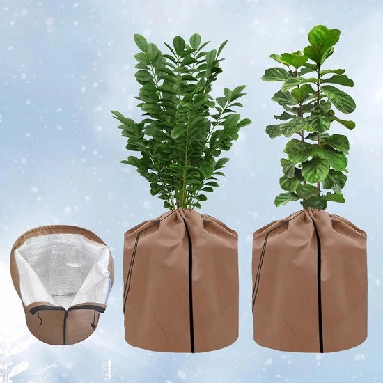 Set di 2 protezioni termiche per vasi, 45 x 50 cm, protezione invernale per piante di vaso con cavo e chiusura a zip, protezione dal gelo per oleandri, alberi di olivo e arbusti, permeabili e