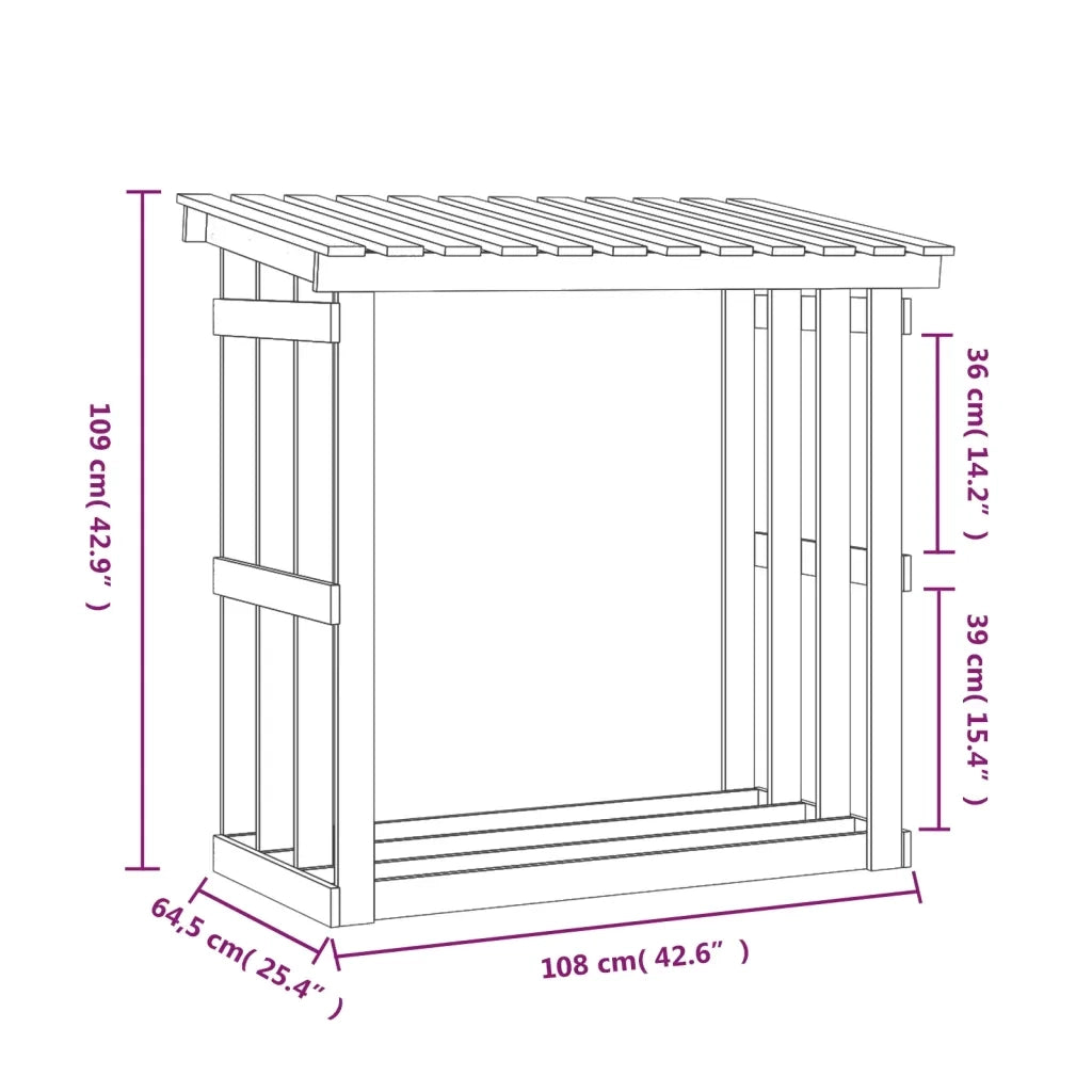 Portalegna-Scaffale per Legna 108x64,5x109 cm in Legno Massello di Pino