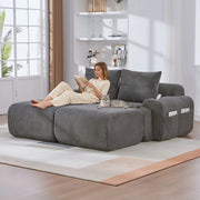 Divano 2 posti con poggiapiedi ¨C Minimal ¨C Tessuto grigio scuro con contenitore