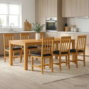 Set da pranzo 7 pz Nero Legno di Quercia Massello 3430385