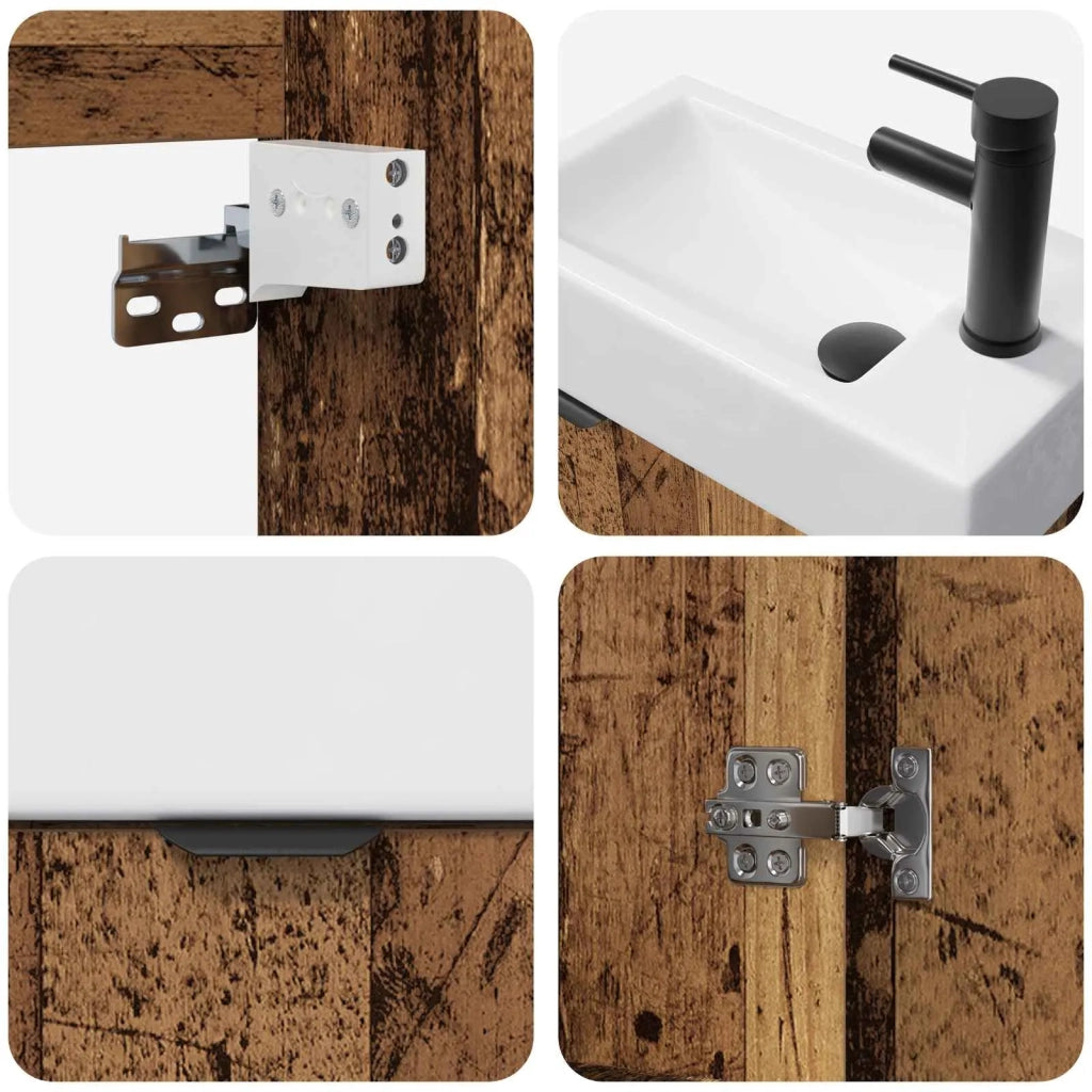 Mobile bagno con rubinetto Legno antico 45,5 x 22,5 x 84 cm