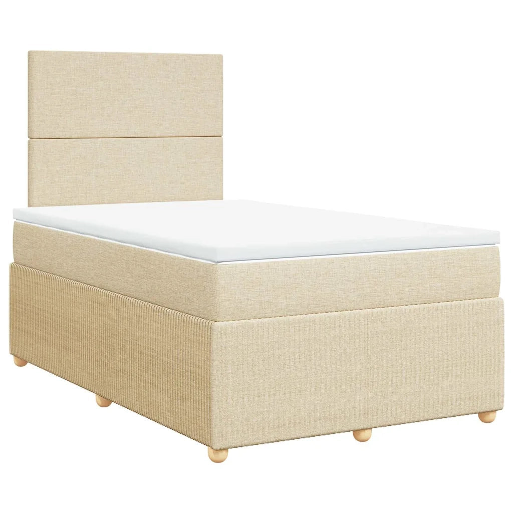 vidaXL Giroletto a Molle con Materasso Crema 120x190 cm in Tessuto