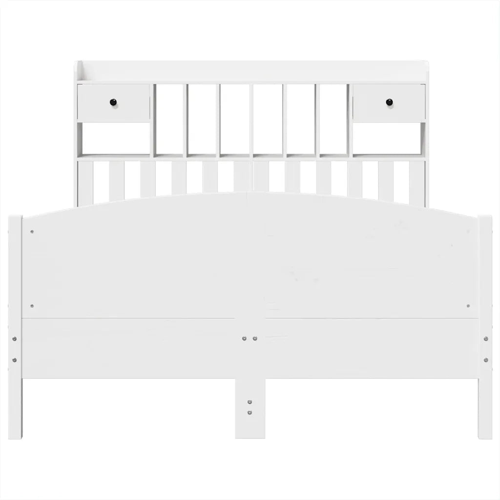 Letto Libreria senza Materasso Bianco 140x200 cm Legno di Pino 3323144
