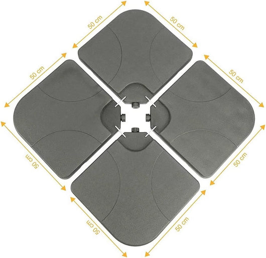 Set 4 Pesi Base Ombrellone Riempibili 50x50 Supporto Palo Giardino Nero