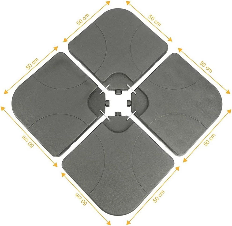 Set 4 Pesi Base Ombrellone Riempibili 50x50 Supporto Palo Giardino Nero
