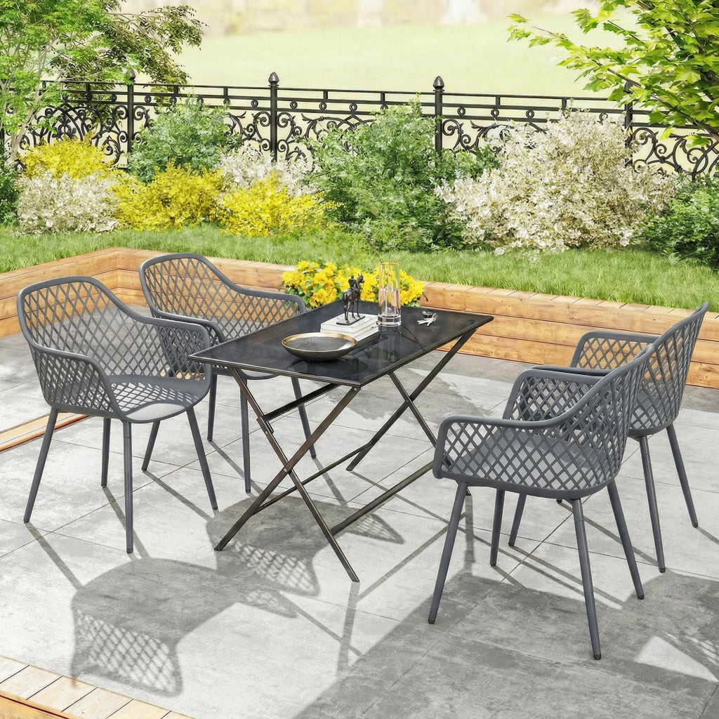 Set Sedie da Giardino ¨C zephmum ¨C Grigio Scuro Plastica 56x51x84 cm