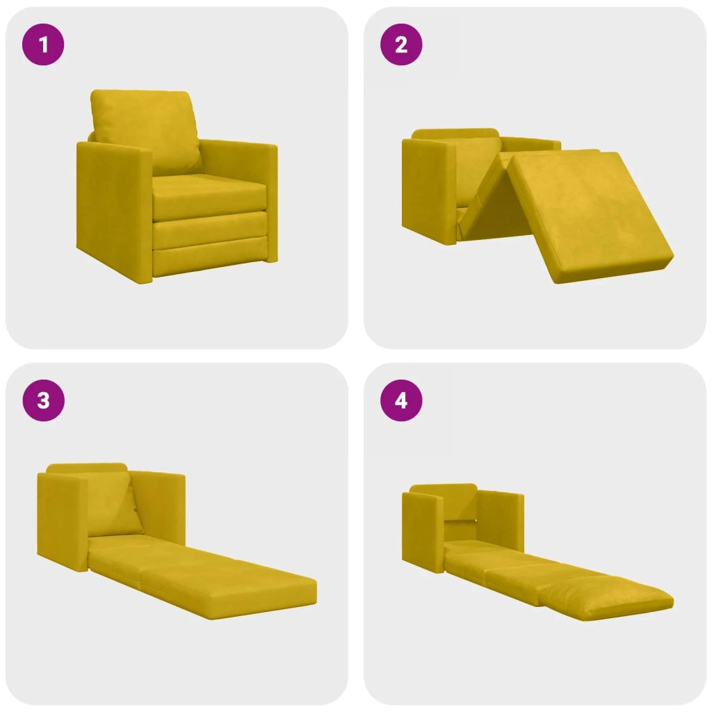 Divano letto | Sof¨¤ letto | Letto singolo Giallo Scuro 74 x 77 x 81 cm Velluto