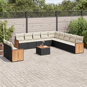 Set Divani da Giardino 12 pz con Cuscini Nero in Polyrattan 3260215