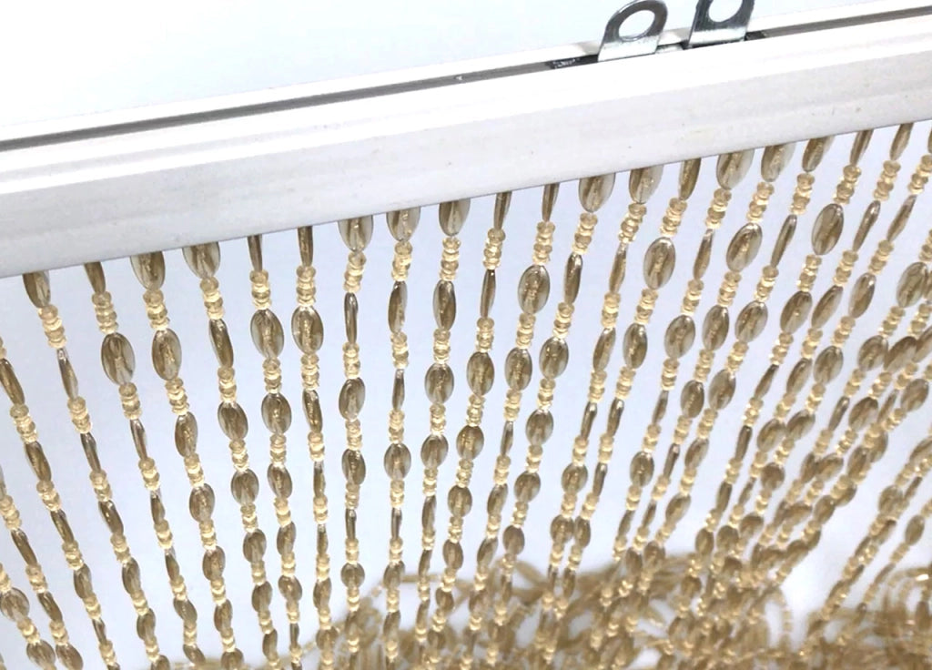 Tenda Antimosca Antirumore Catenella Perline A Caduta Pannello Porta Finestra Casa Beige - 100x200 - Beige