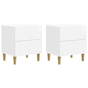 Set di 2 Comodini | Armadio da Notte | Mobiletto da notte Bianco Lucido 43 x 34,5 x 48 cm