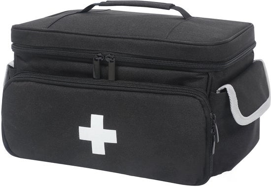 Medicazione di emergenza - Medicazione di emergenza con contenitore per pillole - Scatola di medicazione vuota con piccolo sacchetto portatile - Kit di pronto soccorso per viaggi e per la casa