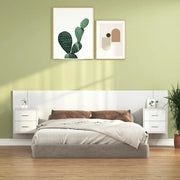 Testiera per Letto con Comodini in Legno Multistrato Bianco cod mxl 69498