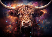 Kit di Puntinatura di Diamanti Highland Cow - Puntinatura 5D DIY a Forma di Cerchio Completa con Boor per Animali - Art Kit per Adulti e Principianti - Decorazione per Parete da Casa - 30x40cm Puntinatura di Diamanti