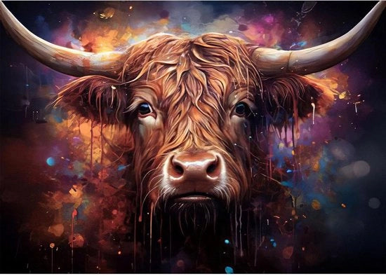 Kit di Puntinatura di Diamanti Highland Cow - Puntinatura 5D DIY a Forma di Cerchio Completa con Boor per Animali - Art Kit per Adulti e Principianti - Decorazione per Parete da Casa - 30x40cm Puntinatura di Diamanti