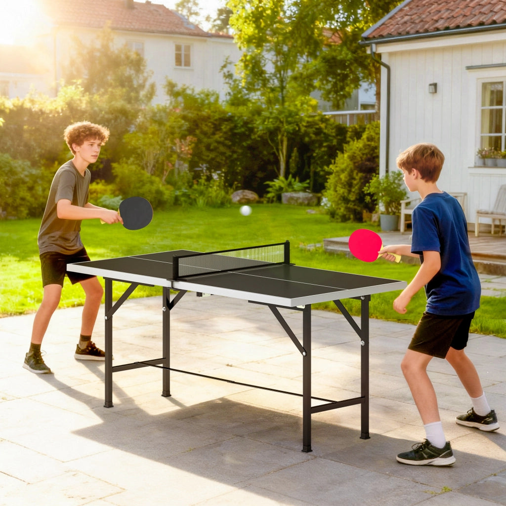 Tavolo da Ping Pong Pieghevole con Rete e Accessori ¨C zephmum ¨C Nero 152x76x70 cm