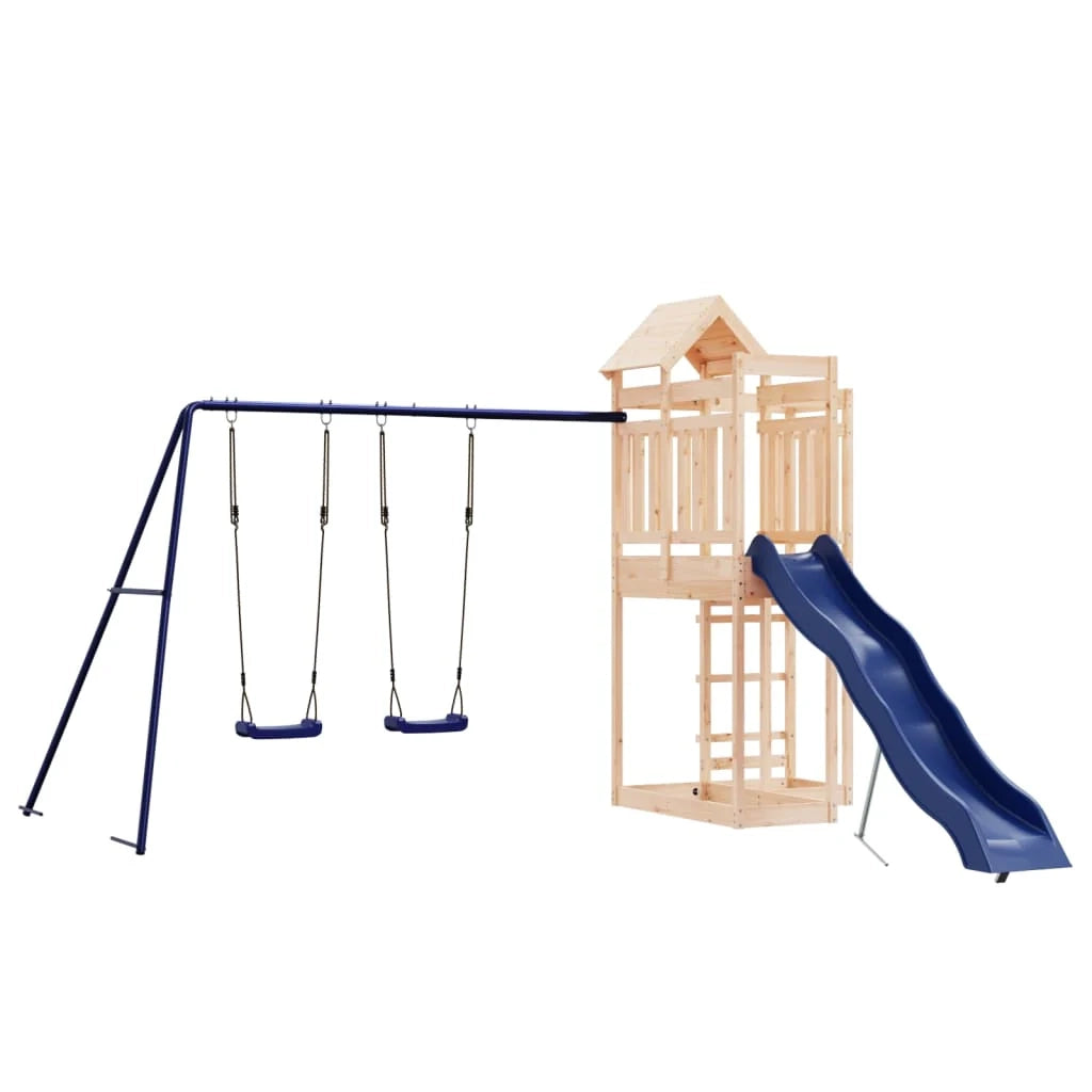 Altalene per parco giochi all'aperto scivolo altalene robuste giochi da giardino 362 x 373 x 238 cm legno di pino massiccio 02_0004664