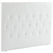 Testiera Letto Matrimoniale Imbottita con Design a Bottoni, in Pelle PU e MDF, 160x7x120 cm, Bianco