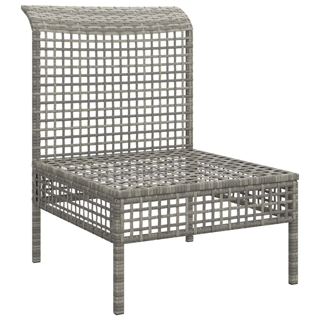 Divano Centrale da Giardino con Cuscino in Polyrattan Grigio 319667
