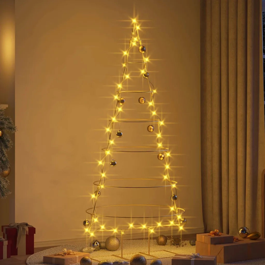 Albero di Natale | Decorazioni natalizie in metallo con supporto Oro 180 cm