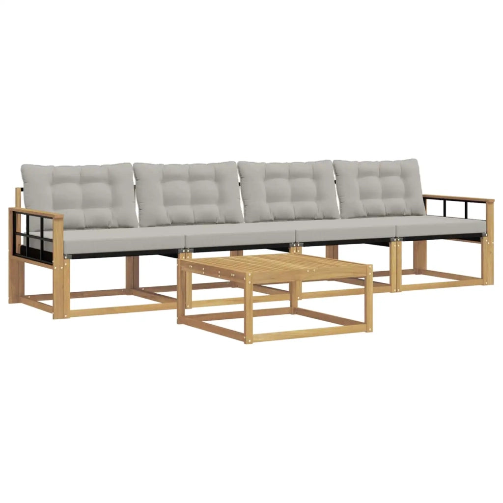 Set di divani da esterno 5 pz Bianco e Grigio Chiaro 3388401