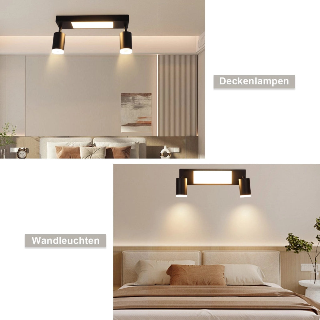 ZMH Faretto da soffitto 2 fiamme nero 3000K faretto da soffitto lampada da camera da letto per corridoio