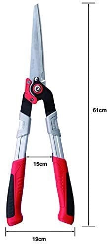 Sandrigarden SG-FS10 ERGO Forbici per Siepi Lame Acciaio al Carbonio 25 cm Manici Tubolari Alluminio Impugnature Soft-Grip Lunghezza 61 cm