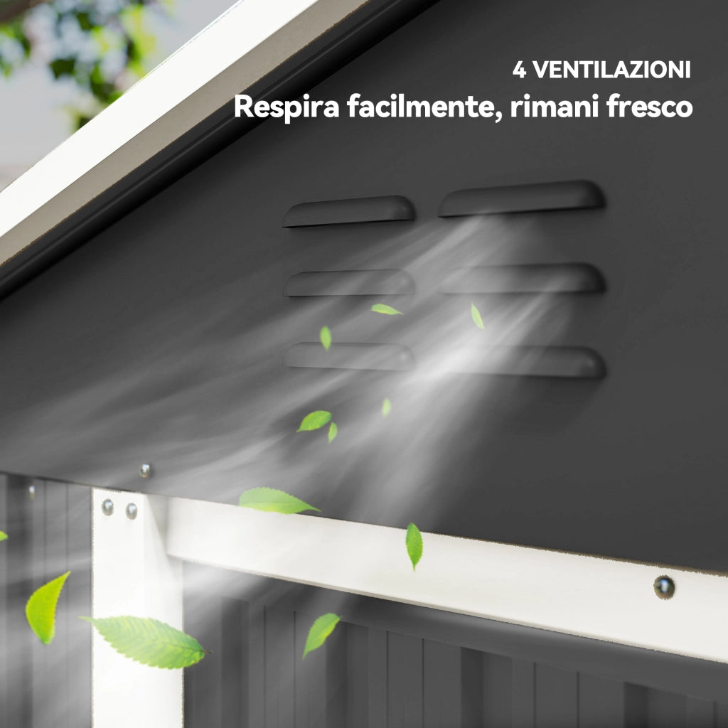 Casetta Box da Giardino 194x107x191 cm Capanno Porta Attrezzi in Acciaio Grigio