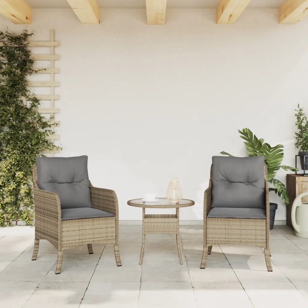 Sedie da Giardino con Cuscini 2 pz | Sedie da Esterno Beige Misto in Polyrattan