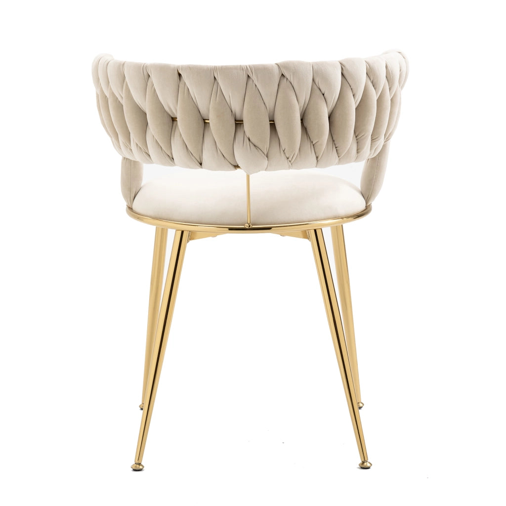 SEDIA DA PRANZO Set da 2 pezzi in velluto color avorio con gambe in metallo