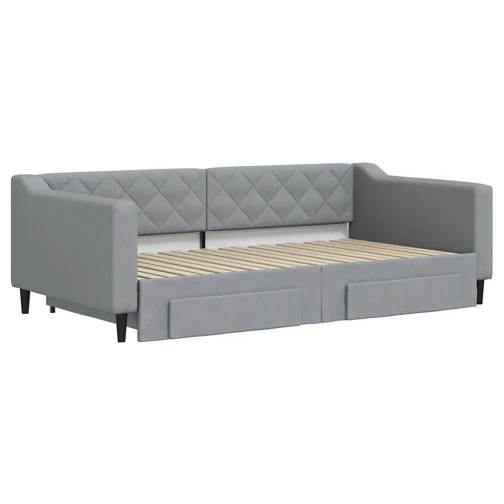 Divano Letto Estraibile Cassetti Grigio Chiaro 100x190 Tessuto 3197505