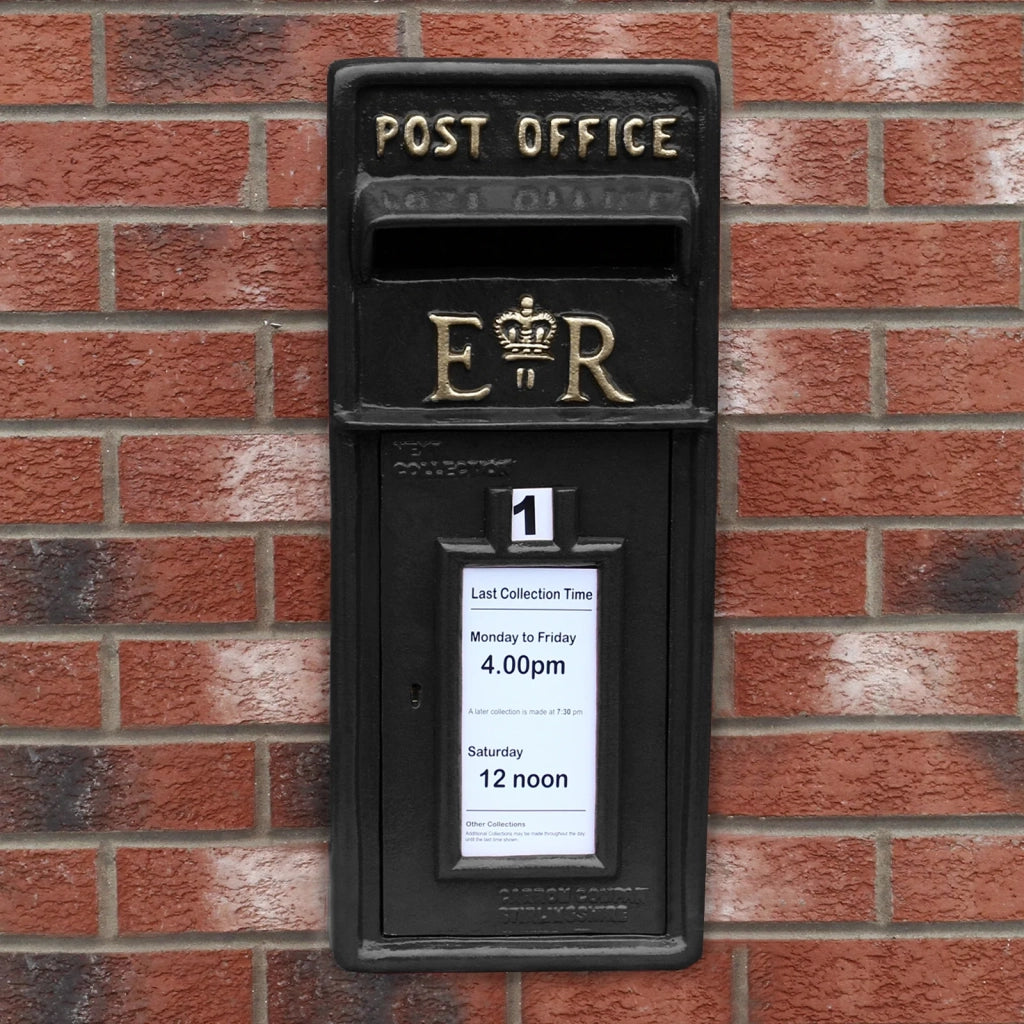 Cassetta Postale per le Lettere in Stile Britannico Inglese in Ghisa da Esterno Bocchetta Lettere Standard UK - Nero