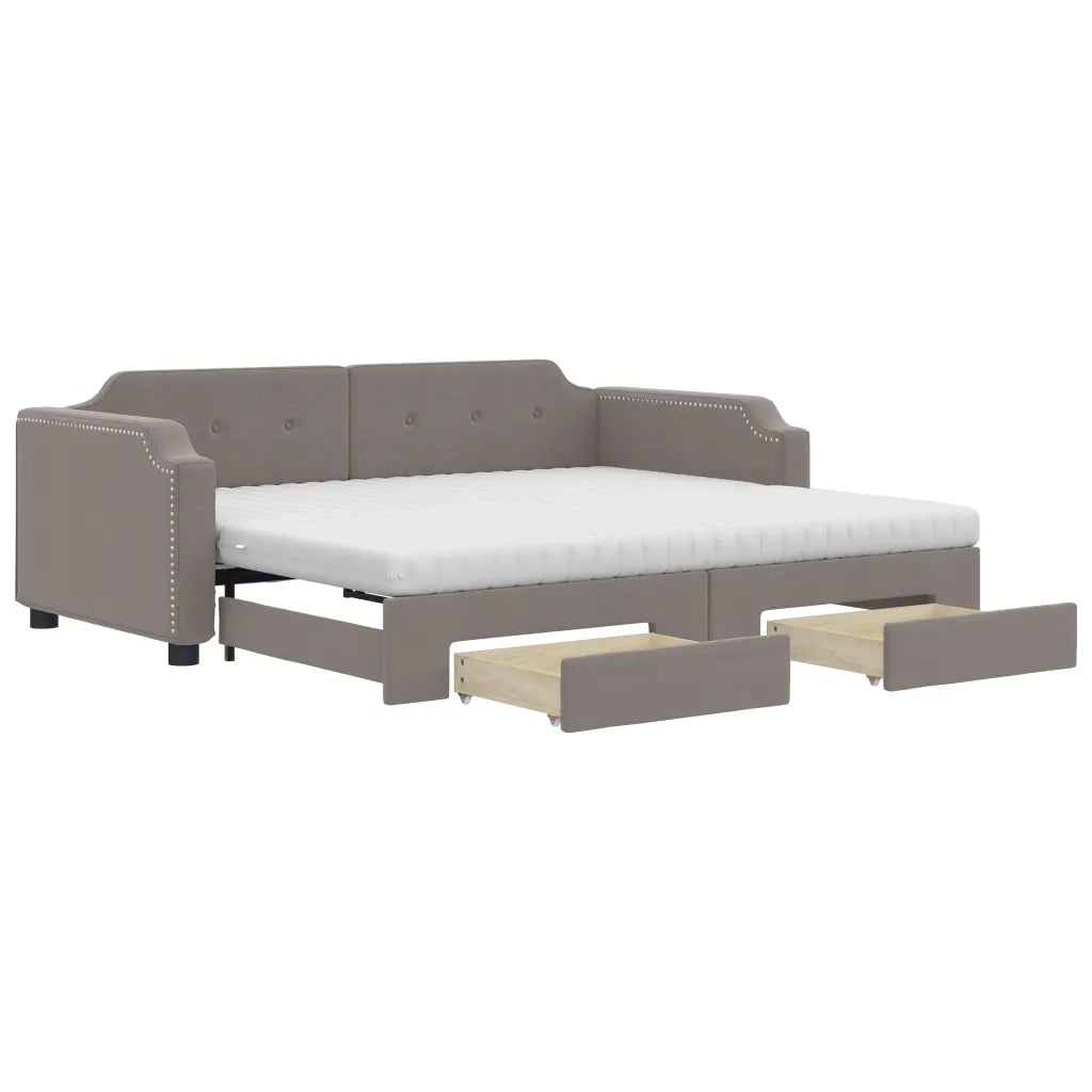 Divano Letto Estraibile con Cassetti Tortora 100x200 cm Tessuto 3197696