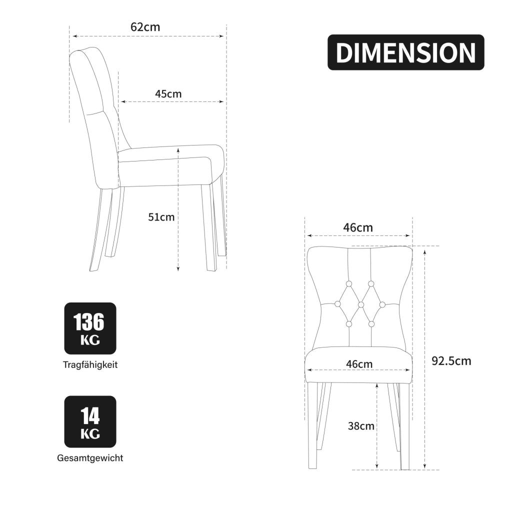 Sedia da pranzo 98x38x47.5 cm con schienale alto; in chenille e legno; beige