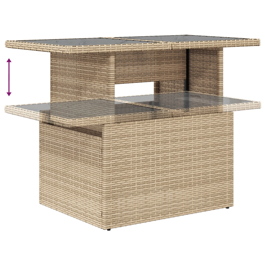 Set Divano da Giardino 7 Pezzi con Cuscini Beige Polirattan