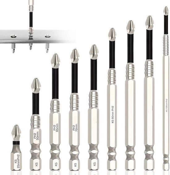 Set di Bit per Drehmaschine Magnetica - 9 Pezzi - Magnetica Potente - 150mm - Ideale per Strumenti Elettrici - Ottima per Fai da Te - ...