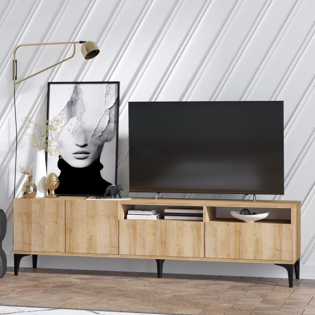 Porta TV in legno "Ross" - 180 x 35 x 52 cm - Rovere