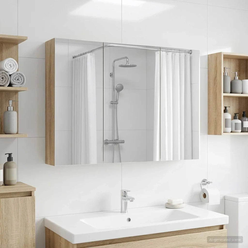 Mobiletto per specchio da bagno con lo scaffale Rovere Sonoma